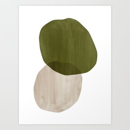 Green and beige abstract shapes Art Print