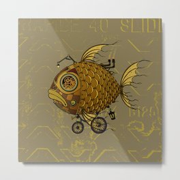 Goldfish Metal Print | Illustration, Steampunk, Monster, Character, Artwork, Gear, Metal, Art, Graphicdesign, Wheels 