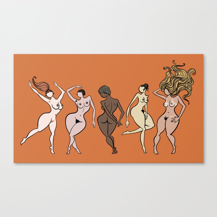 naked girl of all races Canvas Print