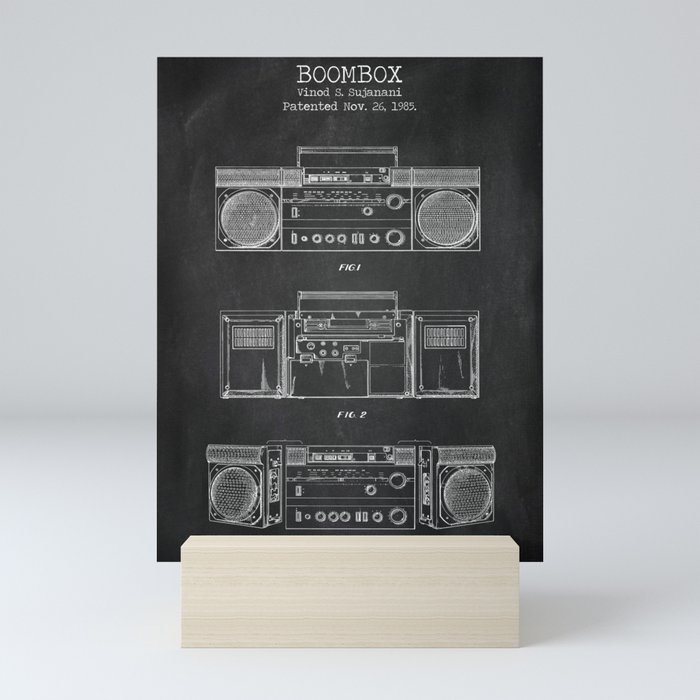 Boombox patent chalkboard Mini Art Print