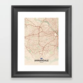 Annandale, Virginia, United States - Vintage City Map Framed Art Print