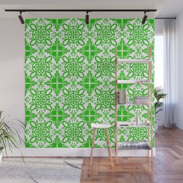 Cheerful Retro Modern Kitchen Tile Pattern Kelly Green Wall Mural