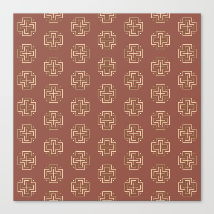 Tribal cross pattern - brown Canvas Print