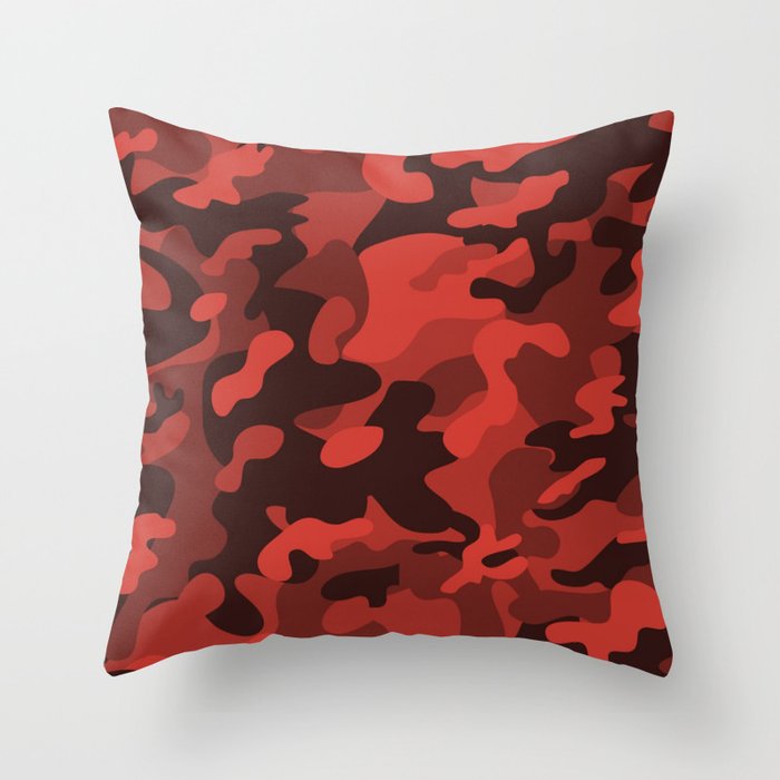 Camouflage Red and Black Pattern Throw Pillow