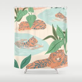 Chilling Tigers Shower Curtain
