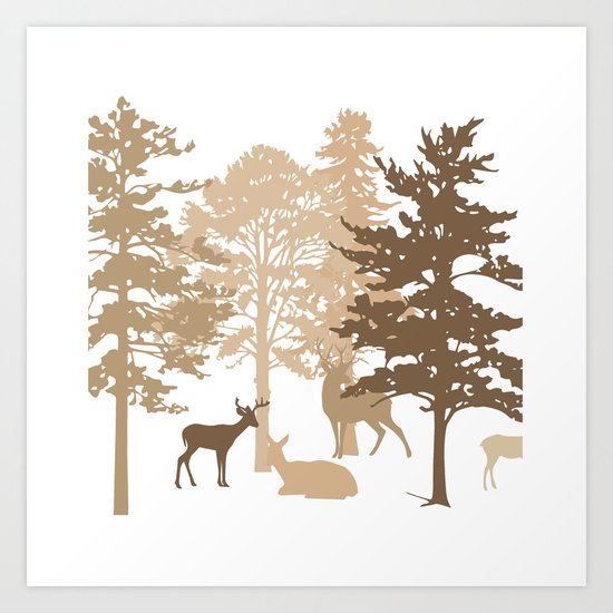 Morning Deer In The Woods No. 2 Art Print