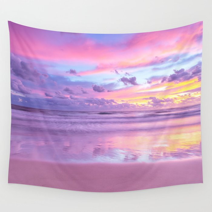 Purple Sky & Beach Wall Tapestry