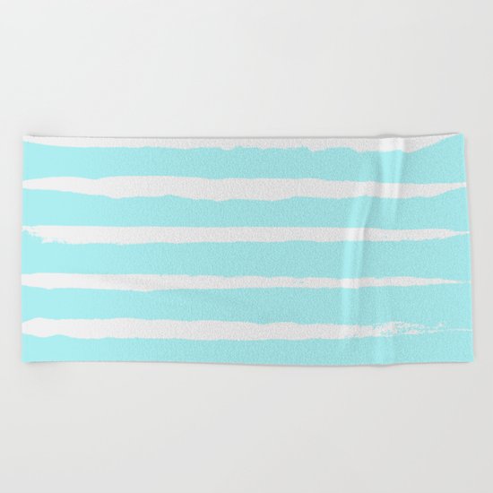 Irregular Hand Painted Stripes Mint Beach Towel