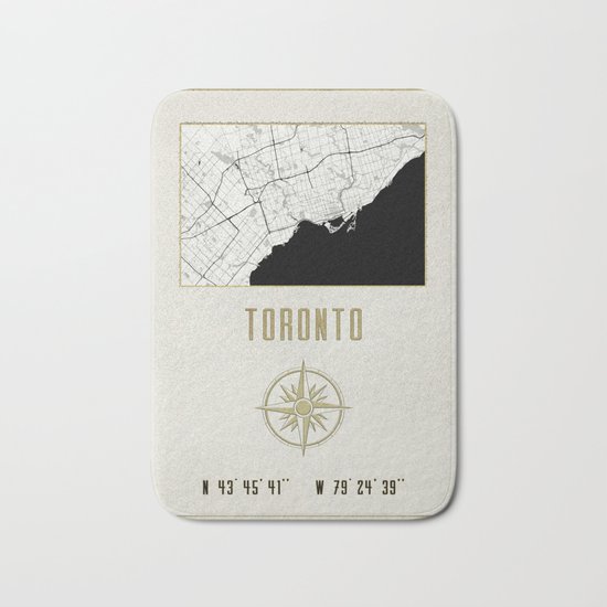 Toronto - Vintage Map and Location Bath Mat