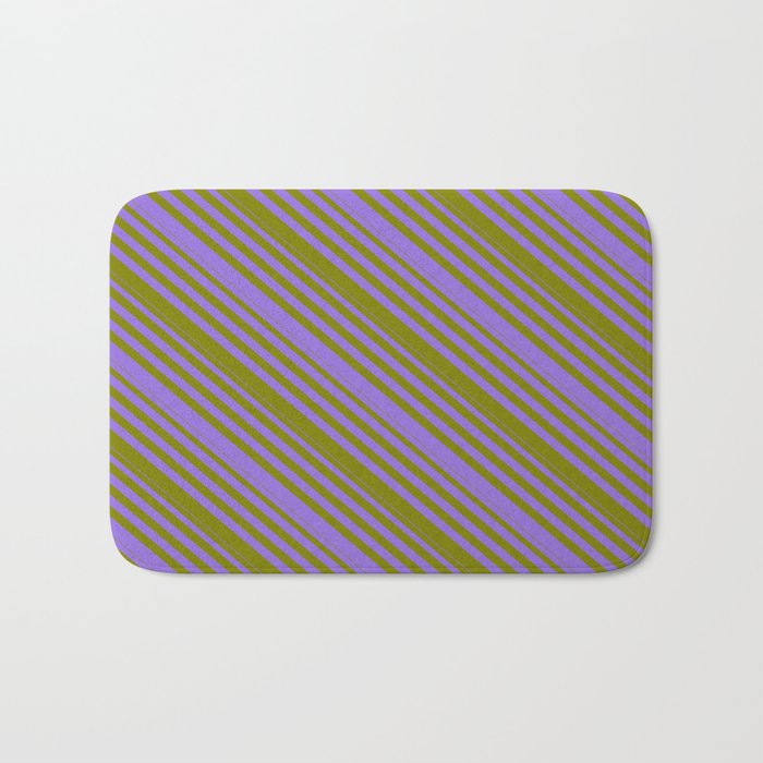 Purple & Green Colored Lines/Stripes Pattern Bath Mat