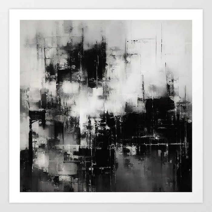 CONTRAST - Black and white modern abstract painting Art Print