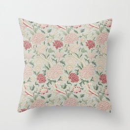 William Morris Vintage Cray Duck Egg Pink Throw Pillow