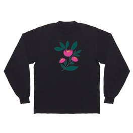 Bold and bright pink peony Long Sleeve T-shirt