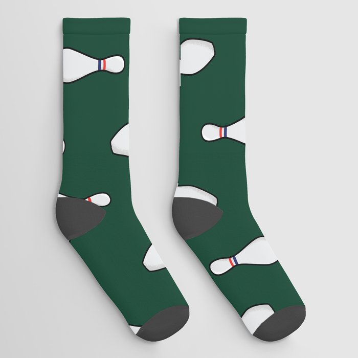 Bowling Pins Green Bowler Gifts Print Pattern Socks
