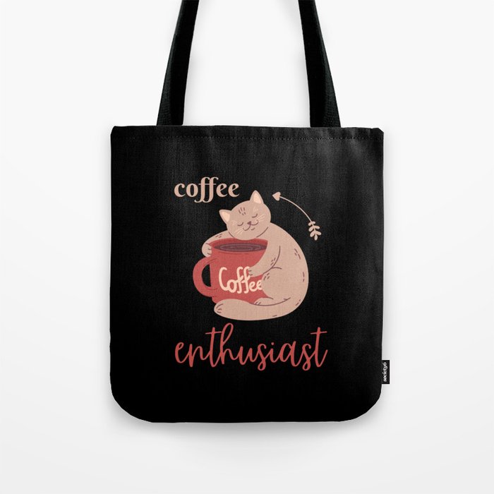 Cat coffee enthusiast Tote Bag