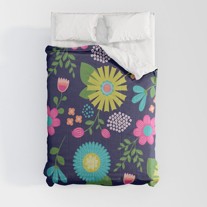 Bright Floral Pattern Comforters By Bethlaird Society6