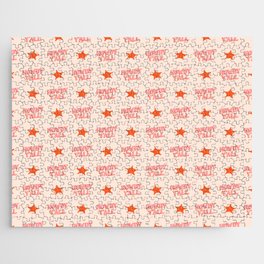 Southern Welcome: Howdy Y'all (bright pink and orange old west letters) Jigsaw Puzzle