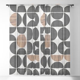 Mid-Century Modern Pattern No.1 - Concrete and Wood Sheer Curtain