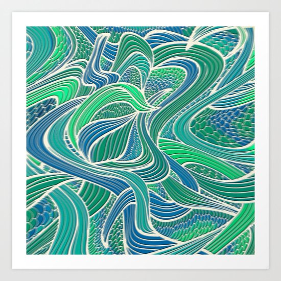 Abstract Wavy Leaves Art Print