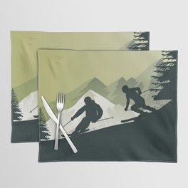 Winter Sport • Best Skiing Design Ever • Green Background Placemat
