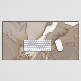 Taupe marble and gold abstract Desk Mat