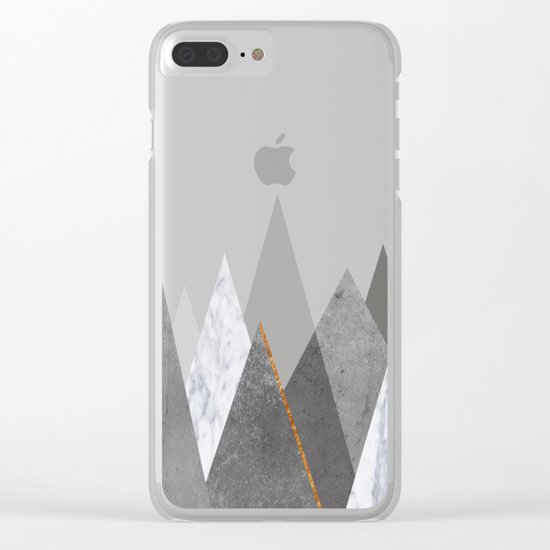Marble Gray Copper Black and White Mountains Clear iPhone Case