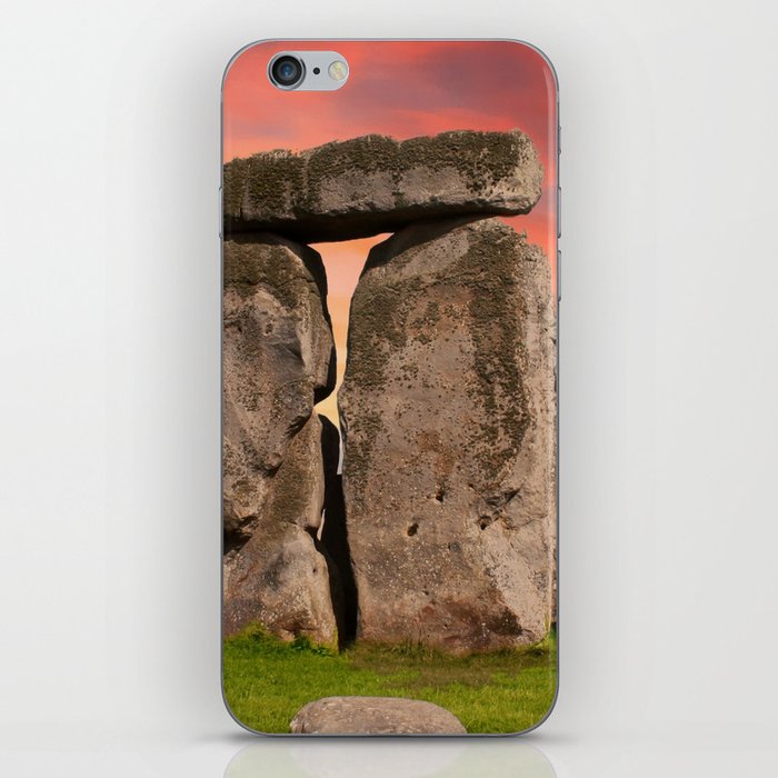Great Britain Photography - Red Sunset Over The Famous Stonehenge iPhone Skin