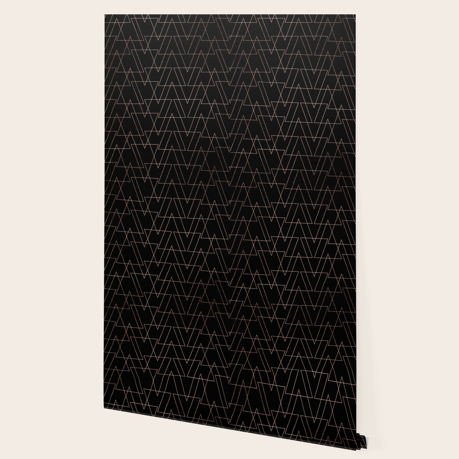 Modern Rose Gold Geometric Thin Triangles Black Abstract Pattern