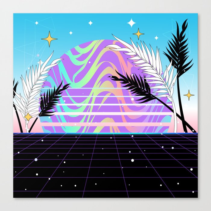 Pastel Psychedelic Sunset Synthwave Canvas Print