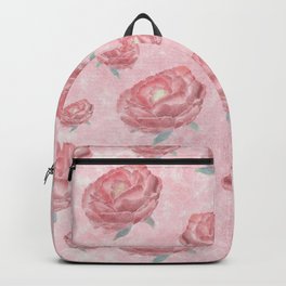 Watercolour red peonies flowery pattern Backpack