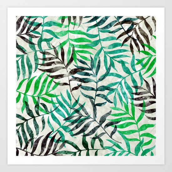 Watercolor Tropical Palm Leaves II Art Print
