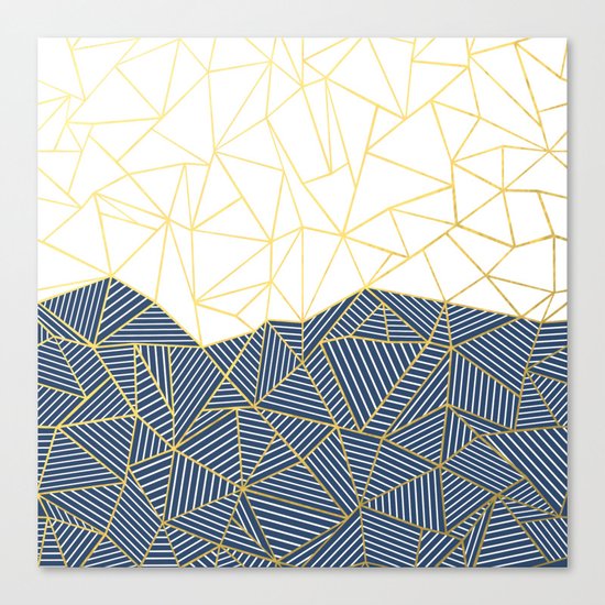 Ab Half and Half Navy Gold Canvas Print