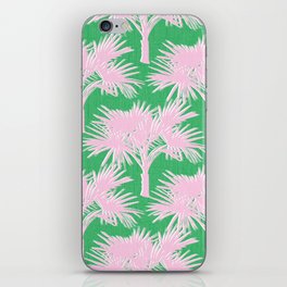Retro Palm Trees Pastel Pink and Kelly Green iPhone Skin