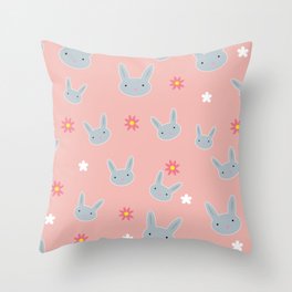 Cute Cute  Bunny - Pink Throw Pillow