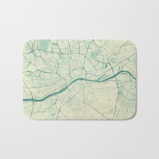 Frankfurt Map Blue Vintage Bath Mat