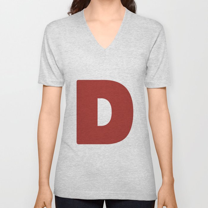 D (Maroon & White Letter) V Neck T Shirt