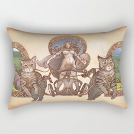 Freya Driving her Cat Chariot (Nude version) Rectangular Pillow