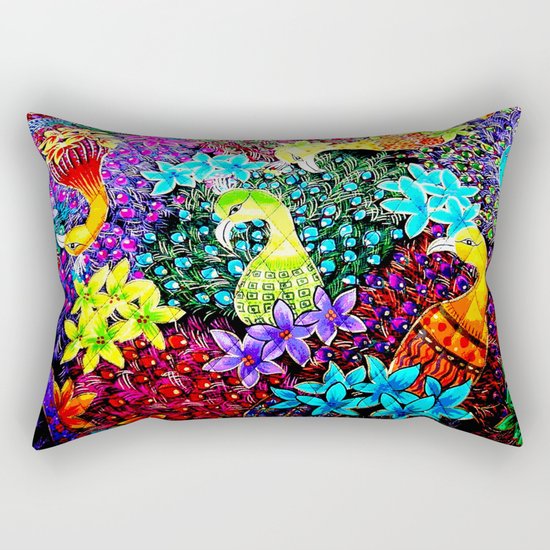 Colored Jungle Birds Rectangular Pillow