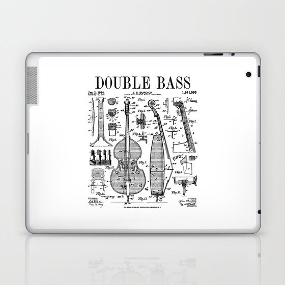 Double Bass Player Bassist Musical Instrument Vintage Patent Laptop & iPad Skin