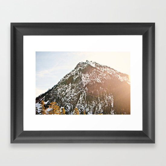 Snowy Mountain Peak in the Sun Framed Art Print