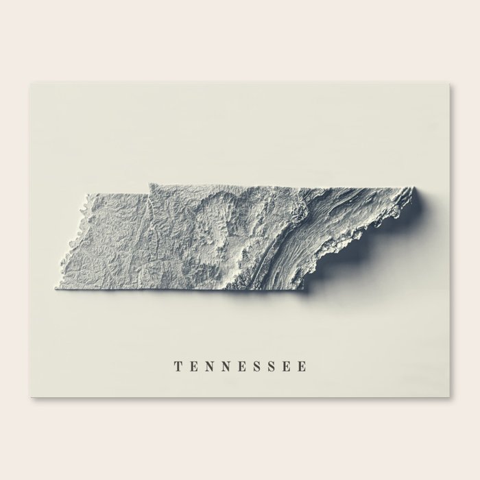 Tennessee Relief Map 3D digitallyrendered Canvas Print by Think About