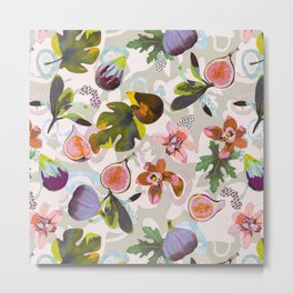 Figs, shapes and tropical flowers D Metal Print