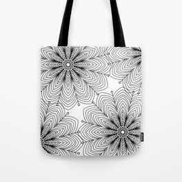 Hand drawn geometrical black white mandala Tote Bag
