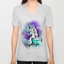 Space Skating Astronaut Skateboard Skater tee t-shirt V Neck T Shirt