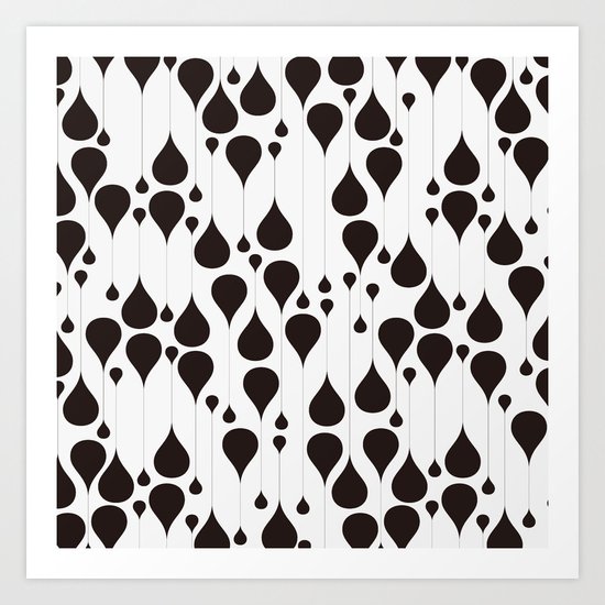 Monochrome waterdrops pattern. Art Print
