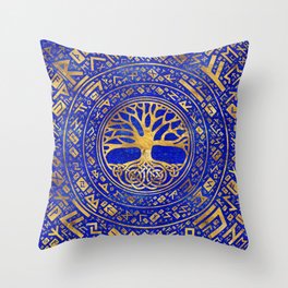 Tree of life -Yggdrasil - Lapis Lazuli Throw Pillow