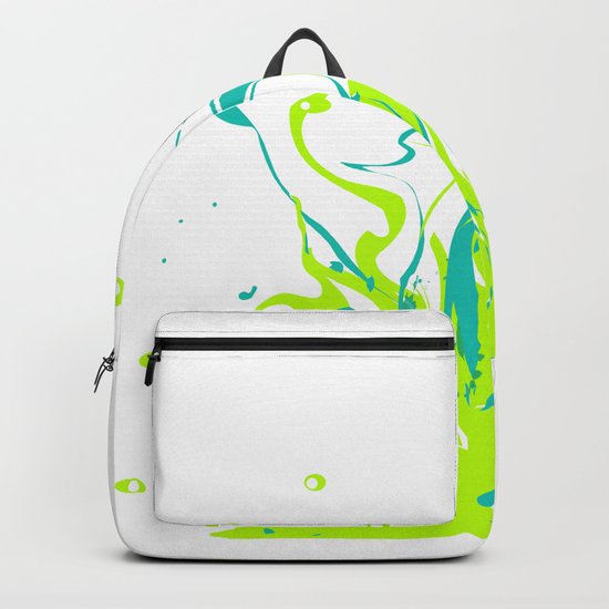 Green with turquoise blue abstraction on white background . Backpack