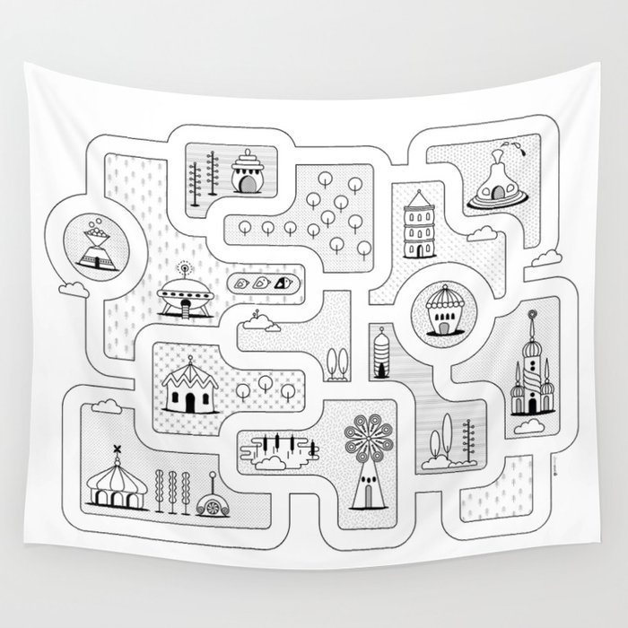 Town Map Play by PetekDesign Wall Tapestry