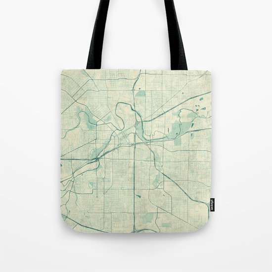 Fort Worth Map Blue Vintage Tote Bag
