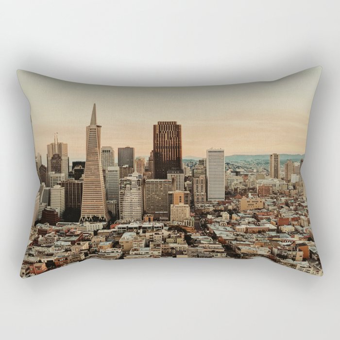 Vintage San Francisco Cityscape (Color) Rectangular Pillow